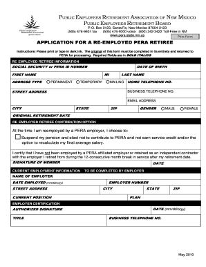 Application for a Re-Employed PERA Retiree