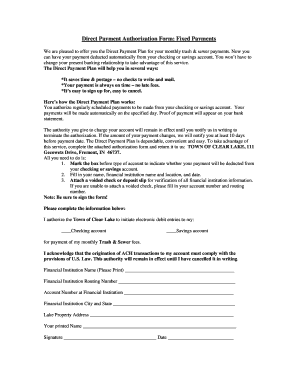 Direct Payment Authorization Form