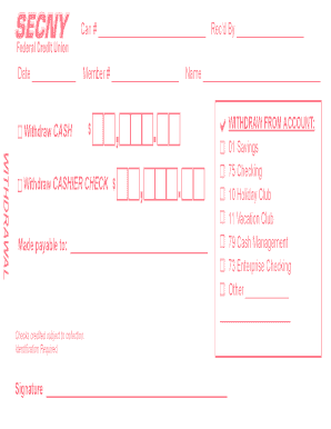 Bank Withdrawal Form