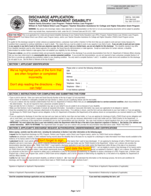 Total and Permanent Disability Discharge Application