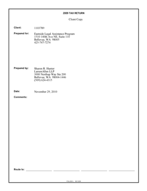2009 Form 990-EZ Tax Return
