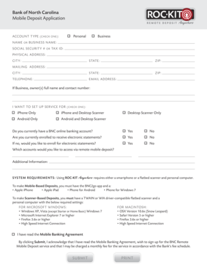 Bank of North Carolina Mobile Deposit Application