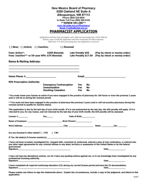 New Mexico Pharmacist Application