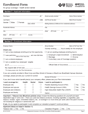 Health and Dental Enrollment Form