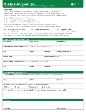 Oregon Absentee Ballot Request Form