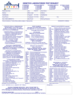 Genetics Laboratories Test Request