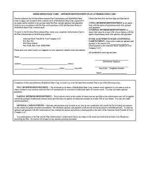 Middlefield Banc Corp Dividend Reinvestment Plan Authorization