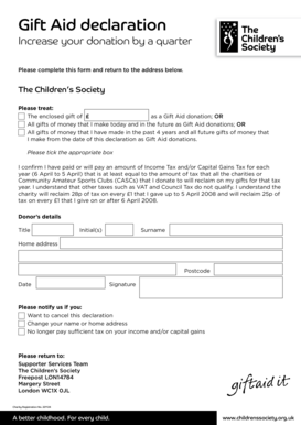 Gift Aid Declaration Form