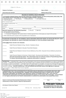 Authorization for Release of Health Records