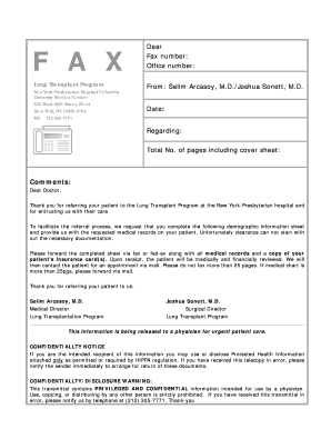 Lung Transplant Program Patient Registration Form