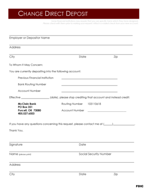 Change Direct Deposit Form