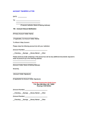 Account Transfer Letter