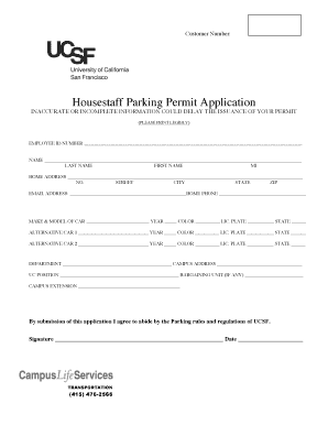 Housestaff Parking Permit Application
