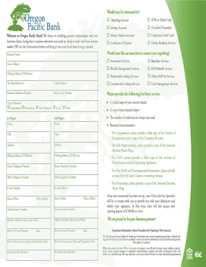 Business Account Application Form