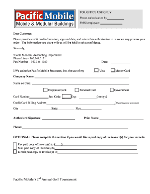 Pacific Mobile Credit Card Authorization Form
