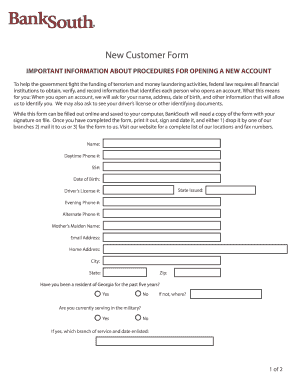 New Customer Account Application Form