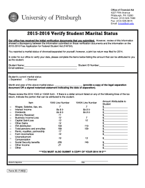 2015-2016 Verify Student Marital Status Form