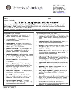 2015-2016 Independent Status Review Form