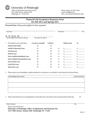 Financial Aid Acceptance Response Form