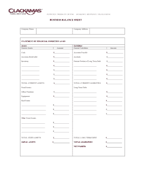 Business Balance Sheet