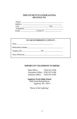 Student Planner Agenda