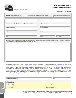 Michigan Public Records Request Form