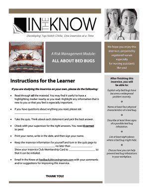 Bed Bugs Inservice for Nursing Assistants