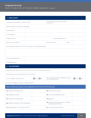 Marine Trades Public & Products Liability Proposal Form