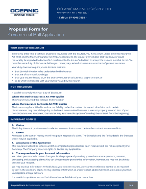 Commercial Hull Insurance Proposal Form
