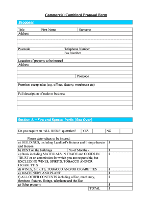 Commercial Combined Proposal Form
