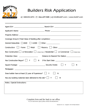 Construction Insurance Application Form