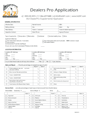 Auto Dealer Insurance Application