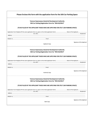 Stilt Car Parking Registration Form