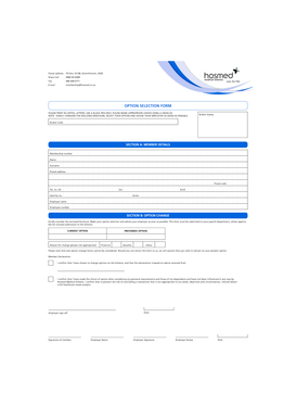 Hosmed Medical Scheme Option Selection Form