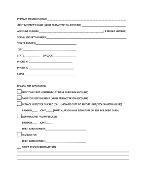 Debit Card Application Form