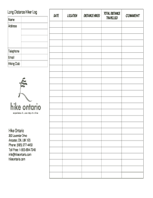 Long Distance Hiker Log