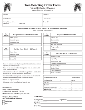 Tree Seedling Order Form
