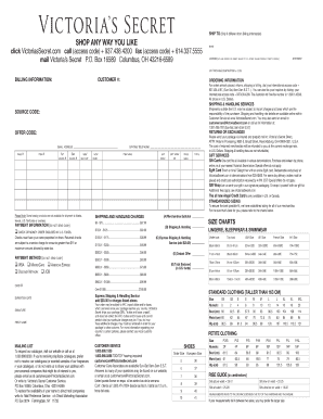 Victoria's Secret Order Form