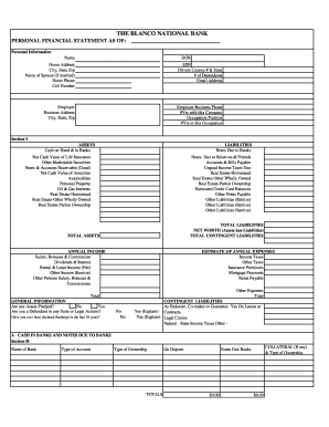 blank financial statement