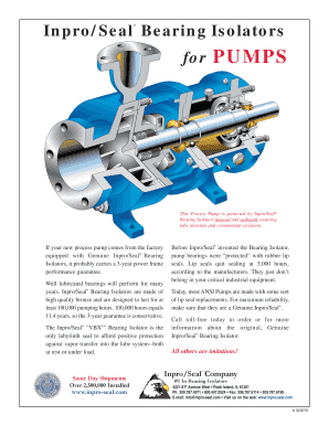 Inpro/Seal Pump Request for Quote Form