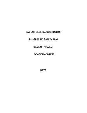 Site-Specific Safety Plan Template