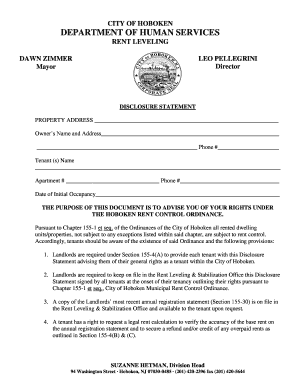 Hoboken Rent Control Disclosure Statement