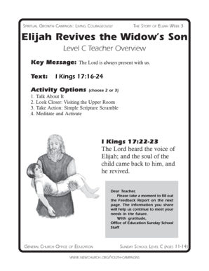 Sunday School Teacher Feedback Report