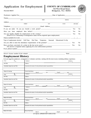 Cumberland County Employment Application