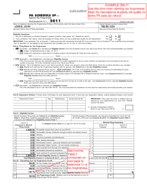 Pennsylvania Tax Forgiveness Schedule SP