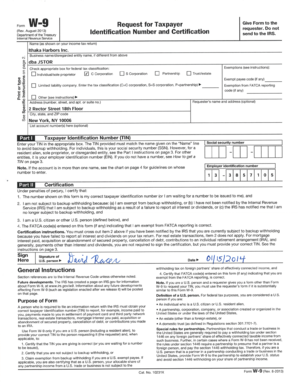 Formulario W-9 Solicitud de Número de Identificación del Contribuyente y Certificación