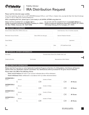 Fidelity Advisor IRA Distribution Request