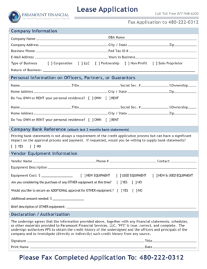 Lease Application Form