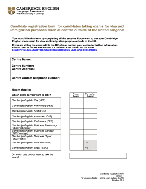 Candidate Registration Form for Visa and Immigration