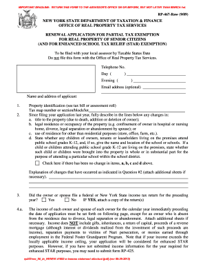 New York Senior Citizen Property Tax Exemption Renewal Form